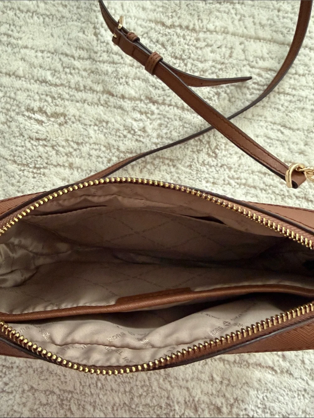 Michael Kors Beige & Brown Logo Crossbody Shoulder Bag